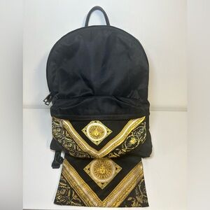 Versace Medusa Baroque Black Backpack + Matching Wristlet